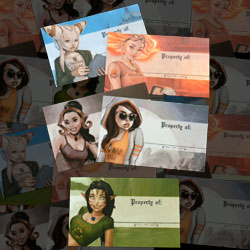 Product photo of the five gamer girl name plate stickers