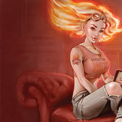 Product Photo of the Red Magic Gamer Girl Playmat