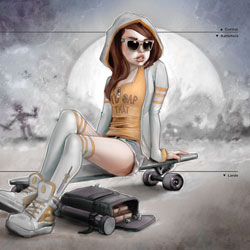 Product Photo of White Magic Gamer Girl Playmat